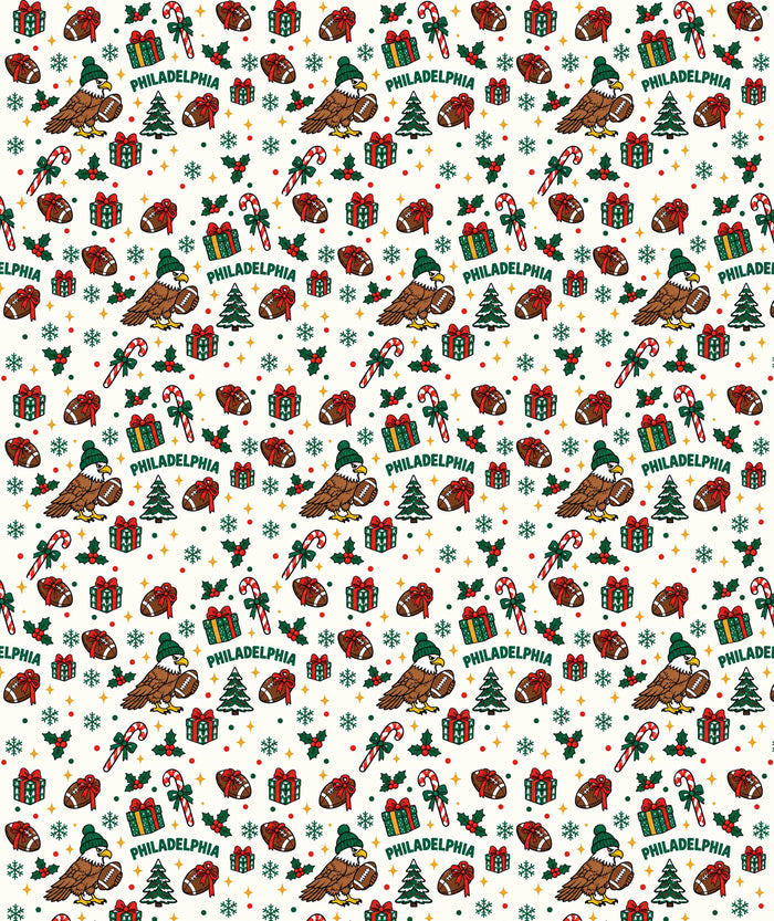 Cream Philadelphia Eagle Football Wrapping Paper – Christmas Gift Wrap for Fans