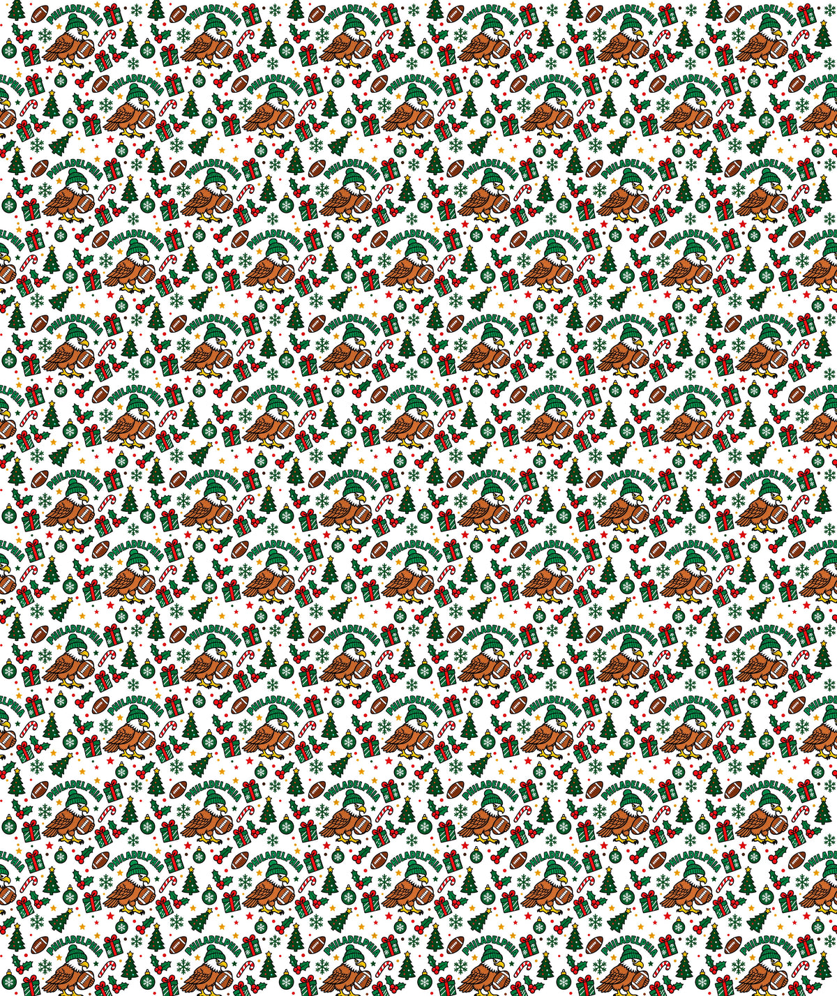 Cream Philadelphia Ornaments Football Wrapping Paper – Christmas Gift Wrap for Fans