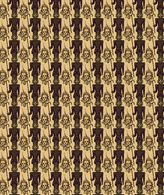 Tan Skull Nutcracker Gothic Doll Wrapping Paper – Spooky Gift Wrap