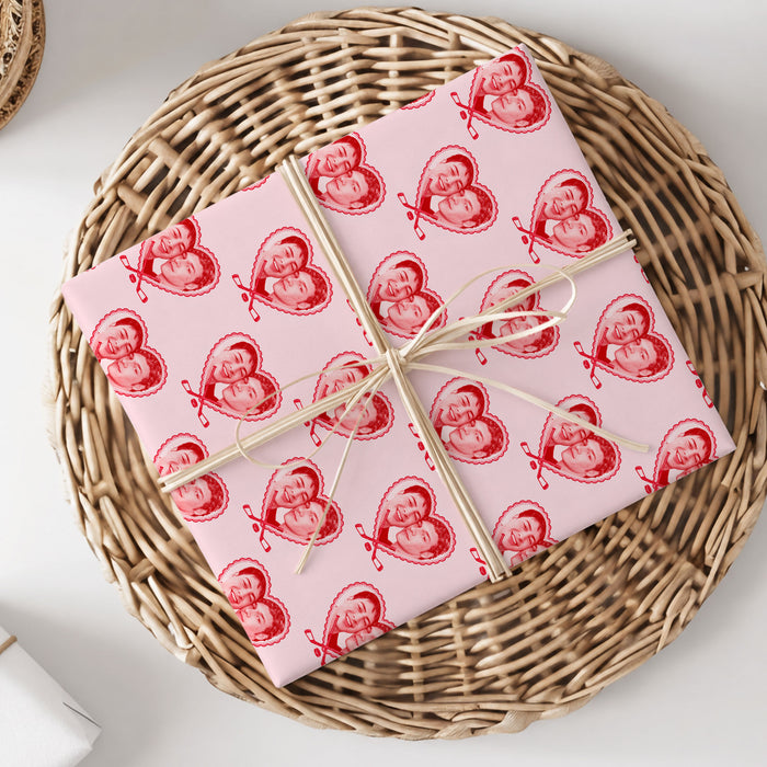 Pink Hearts Heated Rivalry Wrapping Paper – Hockey Romance Gift Wrap for Fans