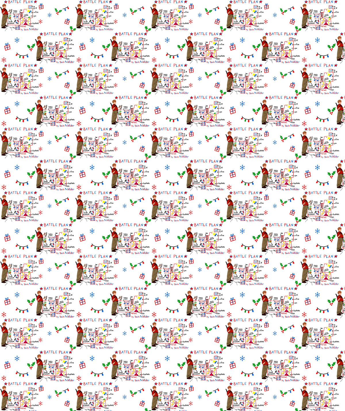 White Battle Plan Home Alone Wrapping Paper – Christmas Gift Wrap for Fans