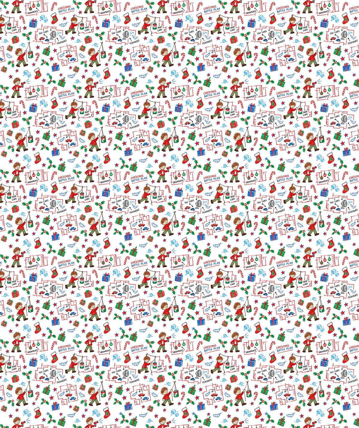 White Paint Cans Toy Cars Home Alone Wrapping Paper – Christmas Gift Wrap for Fans