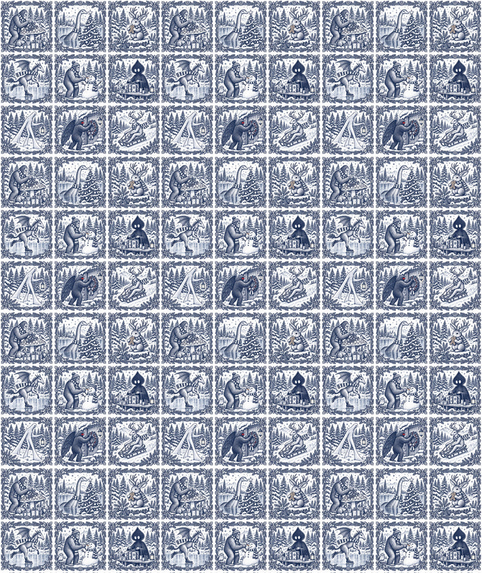Blue Toile Stamps 2 Mothman Cryptid Wrapping Paper – Gift Wrap for Fans