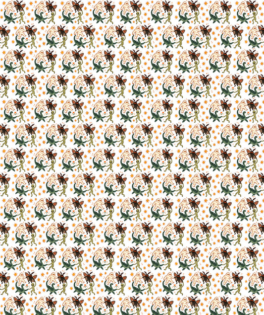 Cream Green Creatures Mothman Cryptid Wrapping Paper – Christmas Gift Wrap for Fans