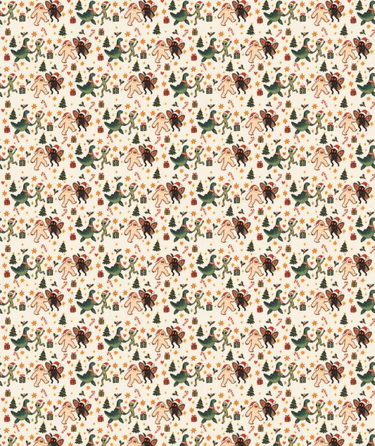 Peach Creatures Trees Mothman Cryptid Wrapping Paper – Christmas Gift Wrap for Fans