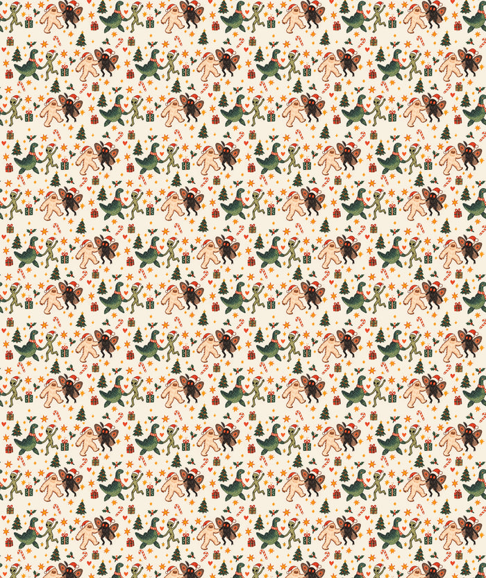 Peach Creatures Trees Mothman Cryptid Wrapping Paper – Christmas Gift Wrap for Fans
