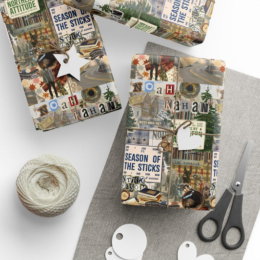 Season of the Sticks Collage Noah Kahan Wrapping Paper – Stick Season Gift Wrap