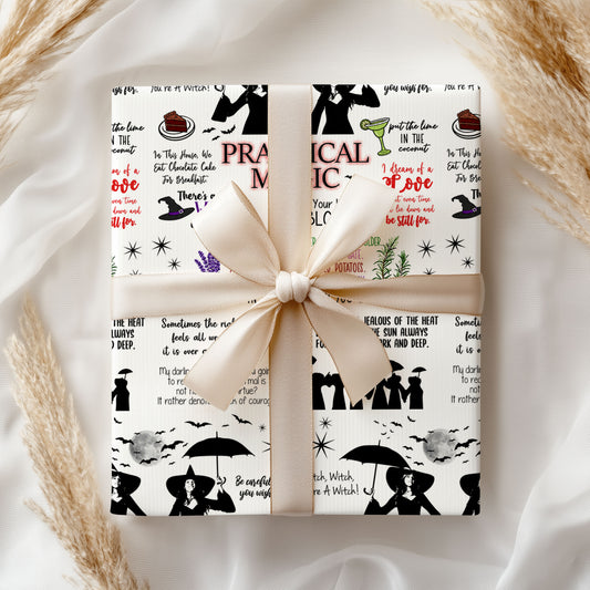 White Quotes Practical Magic Wrapping Paper – Gift Wrap for Fans