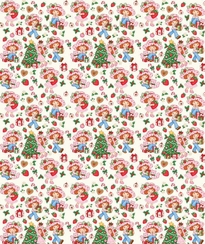 Cream Trees Strawberry Shortcake Wrapping Paper – Christmas Gift Wrap for Fans