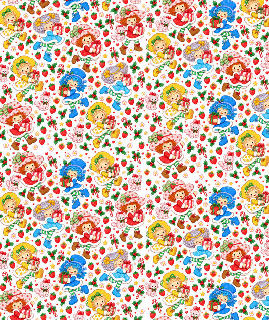 White Colorful Hats Strawberry Shortcake Wrapping Paper – Christmas Gift Wrap for Fans