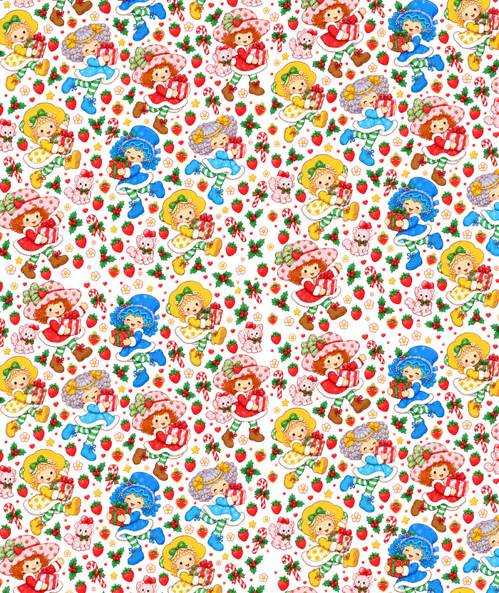 White Colorful Hats Strawberry Shortcake Wrapping Paper – Christmas Gift Wrap for Fans