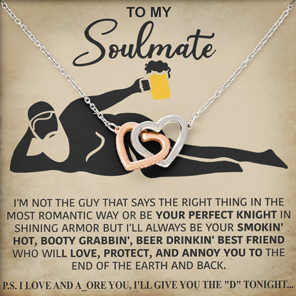 To My Soulmate Love Knot Necklace Anniversary Birthday Romantic Gift for Her