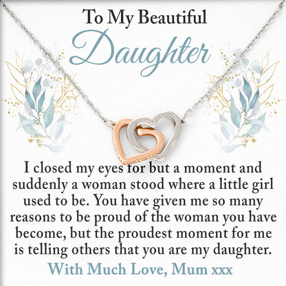 To My Beautiful Daughter Necklace Message & Elegant Box, Necklace Gifts For Daughter, Valentines Day, Graduation, Birthday, Wedding, Christmas Gifts From Mom