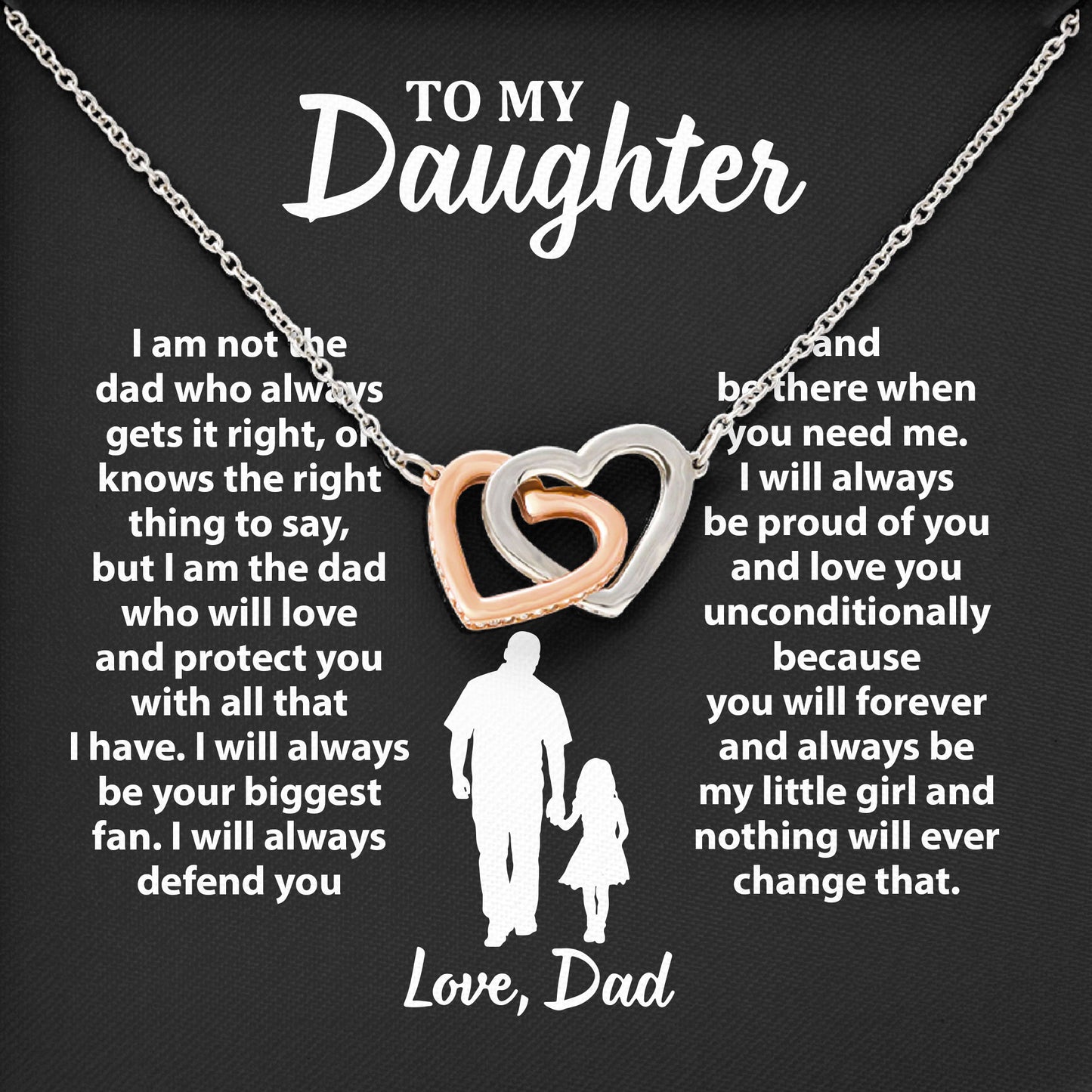 To My Daughter Necklace Jewelry Birthday Valentine's gifts For Daughter Message Card & LED Box