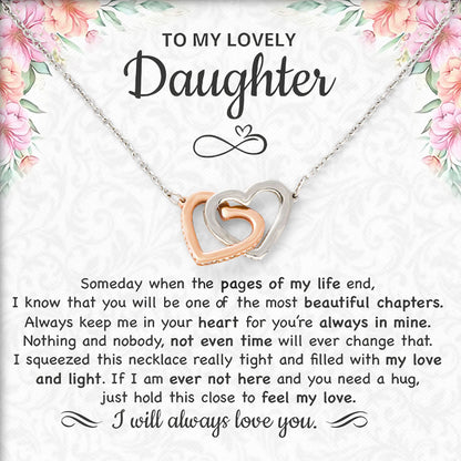 To My Lovely Daughter Necklace Jewelry Birthday Valentine's gifts For Daughter Message Card & LED Box