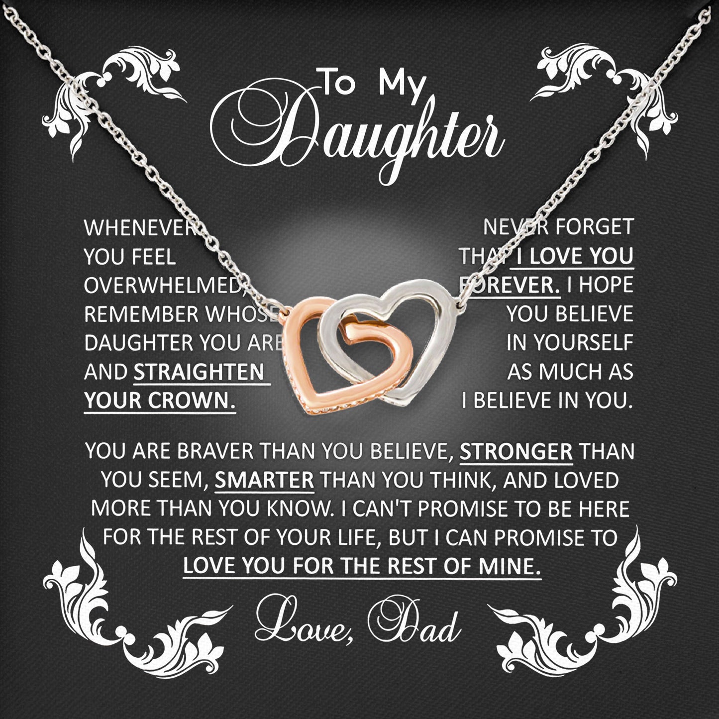 To My Daughter Necklace Jewelry with Message Card & Gift Box