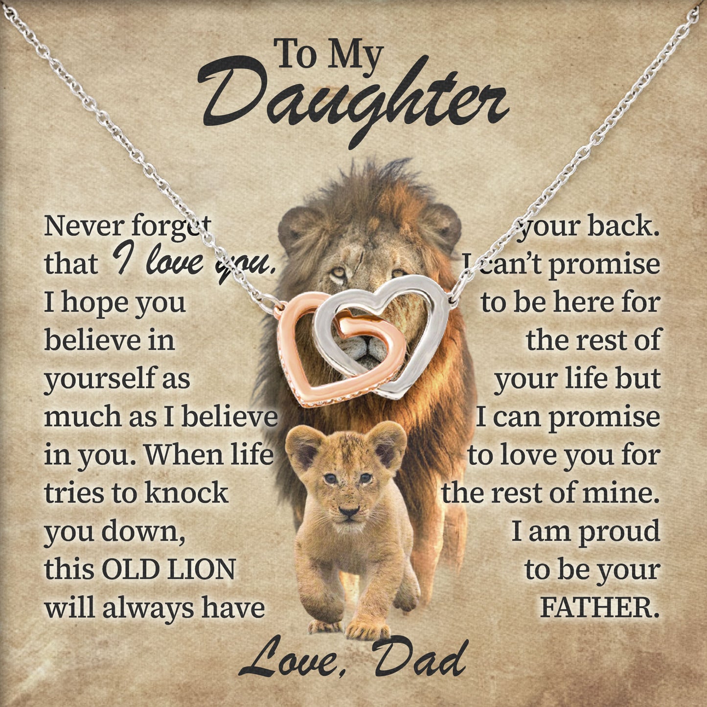 To My Daughter Necklace From Dad Jewelry with Message Card & Gift Box