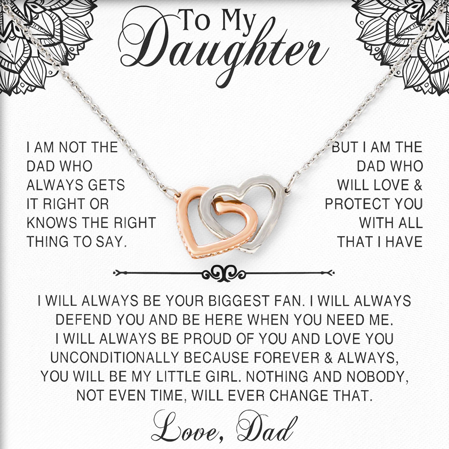 To My Daughter Necklace Sentimental Birthday Valentine's Day Gift for Her