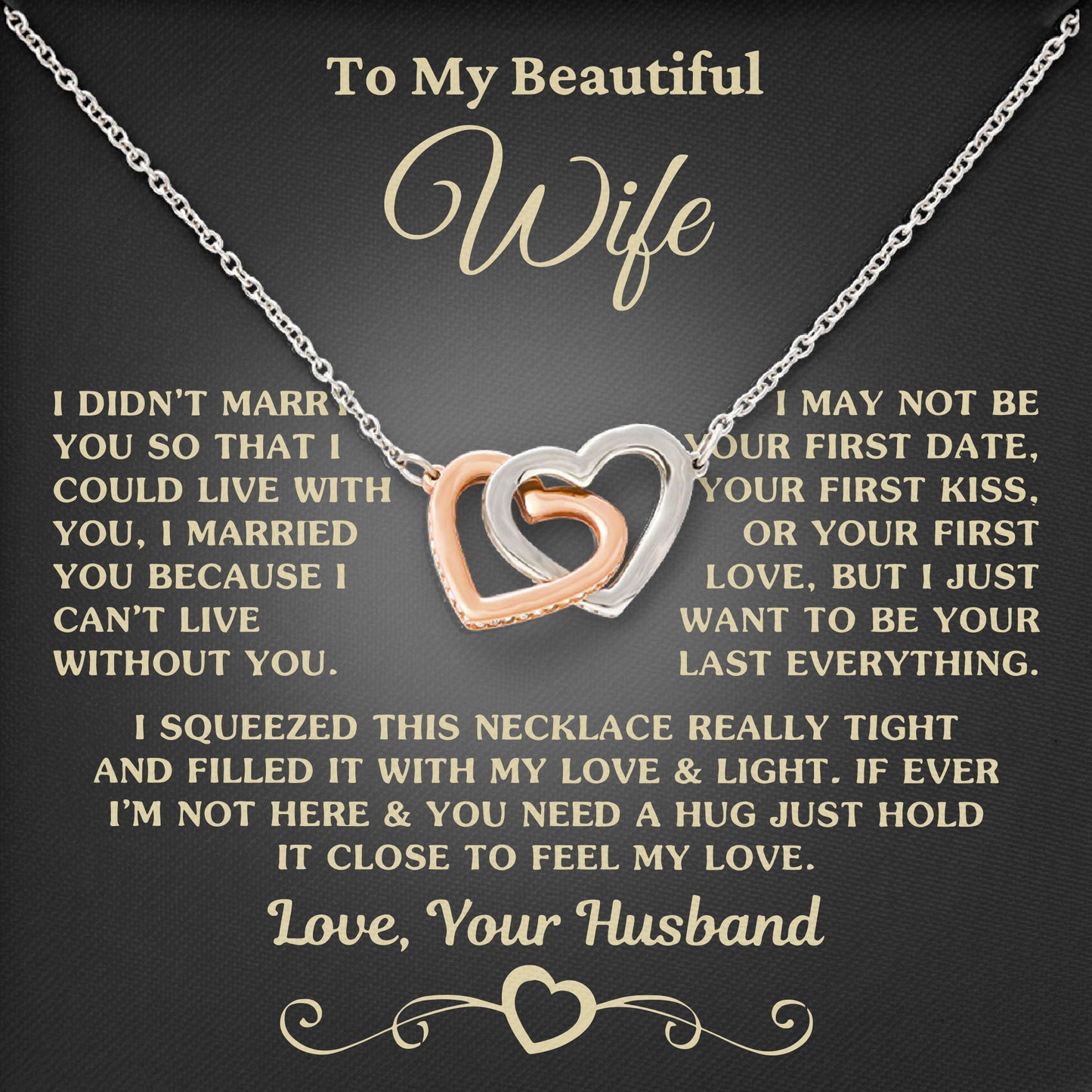 To My Wife Necklace with Message Card and Gift Box