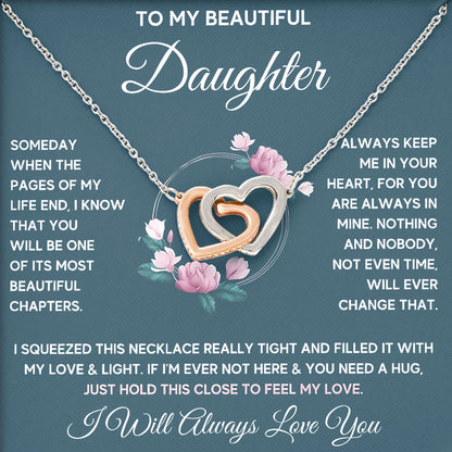 To My Beautiful Daughter Necklace 925 Sterling Silver Pendant Necklace Graduation Gifts Birthday Christmas Message Card＆LED Gift Box
