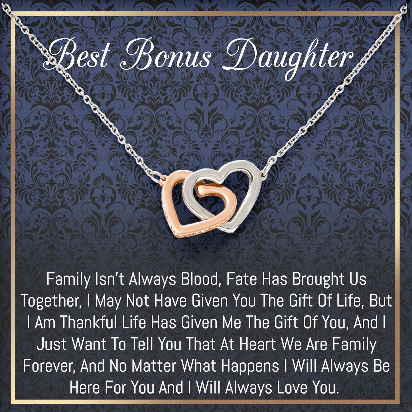 Best Bonus Daughter Necklace 925 Sterling Silver Pendant Necklace Graduation Gifts Birthday Christmas Message Card＆LED Gift Box