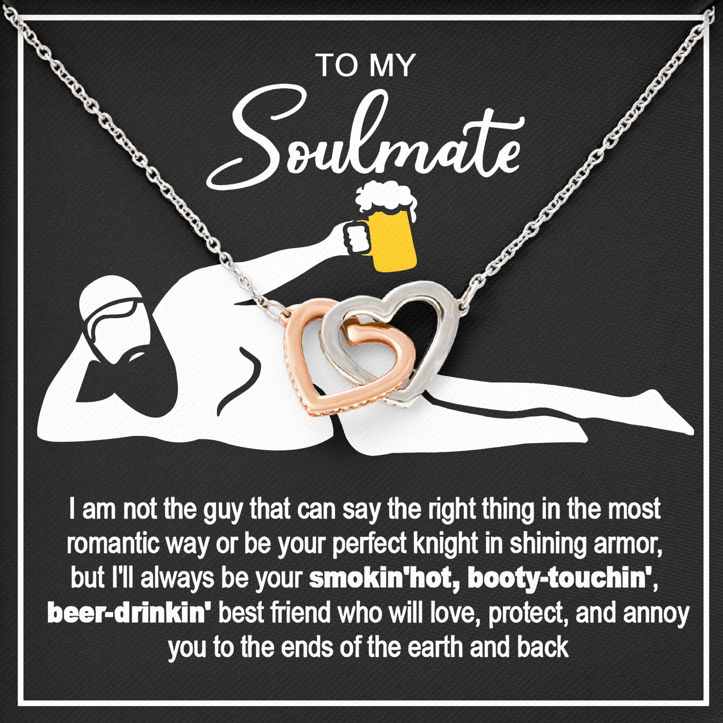 To My Soulmate Necklace Romantic Jewelry Gift with Message Card for Birthday Anniversary