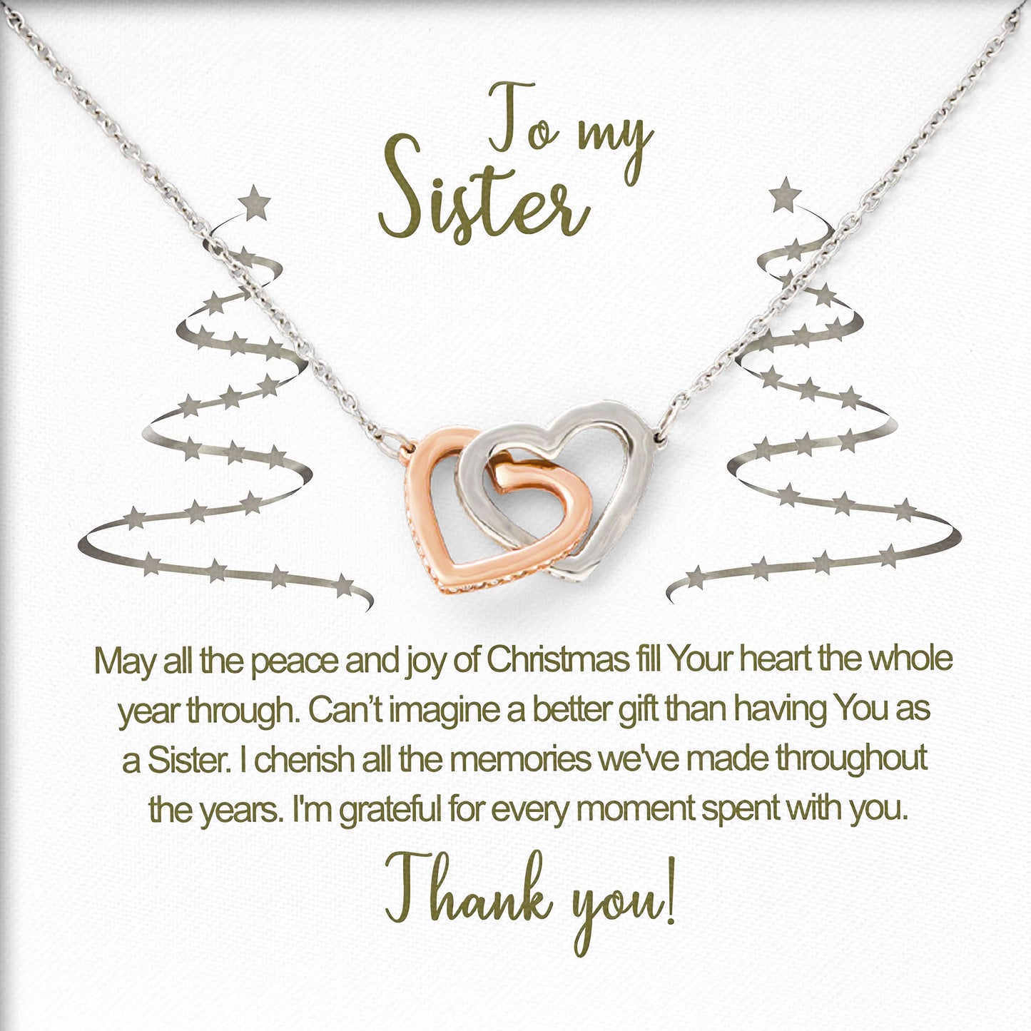 To My Sister Necklace Gift Box with Sentimental Message Card