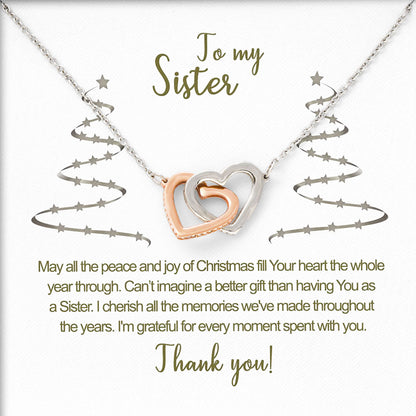 To My Sister Necklace Gift Box with Sentimental Message Card