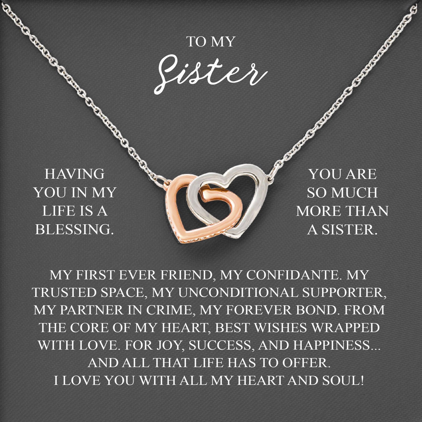 To My Sister Graduation Necklace with Message Card