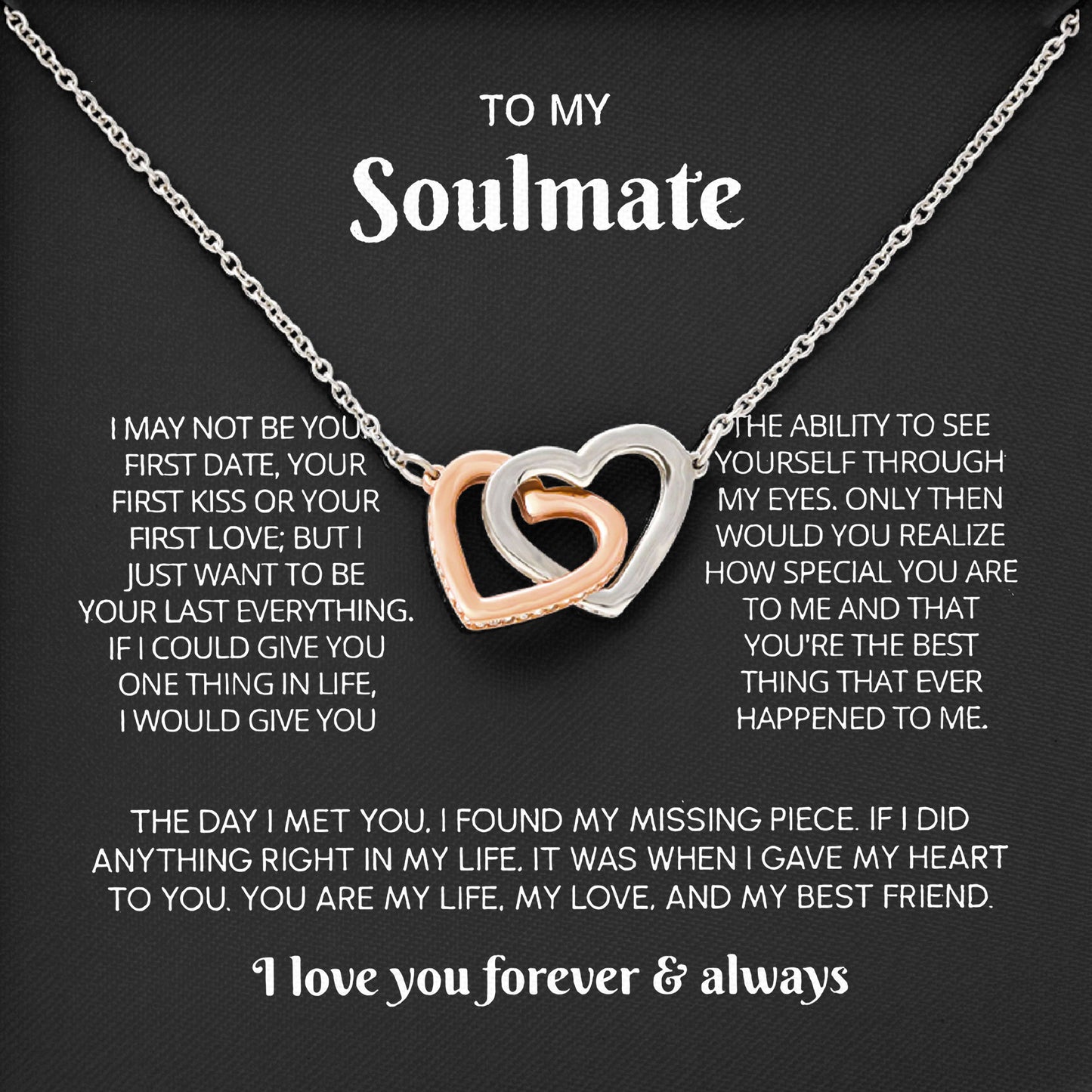 To My Soulmate Necklace with Message Card and Gift Box