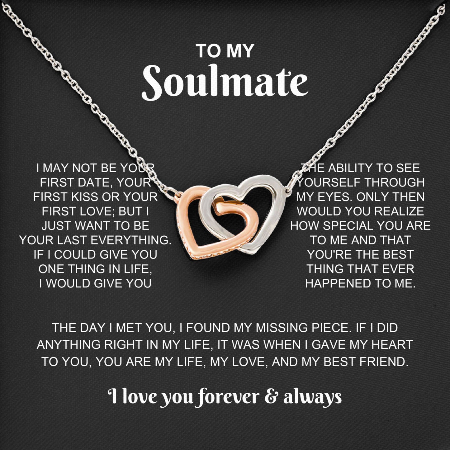 To My Soulmate Romantic Necklace Jewelry Gift
