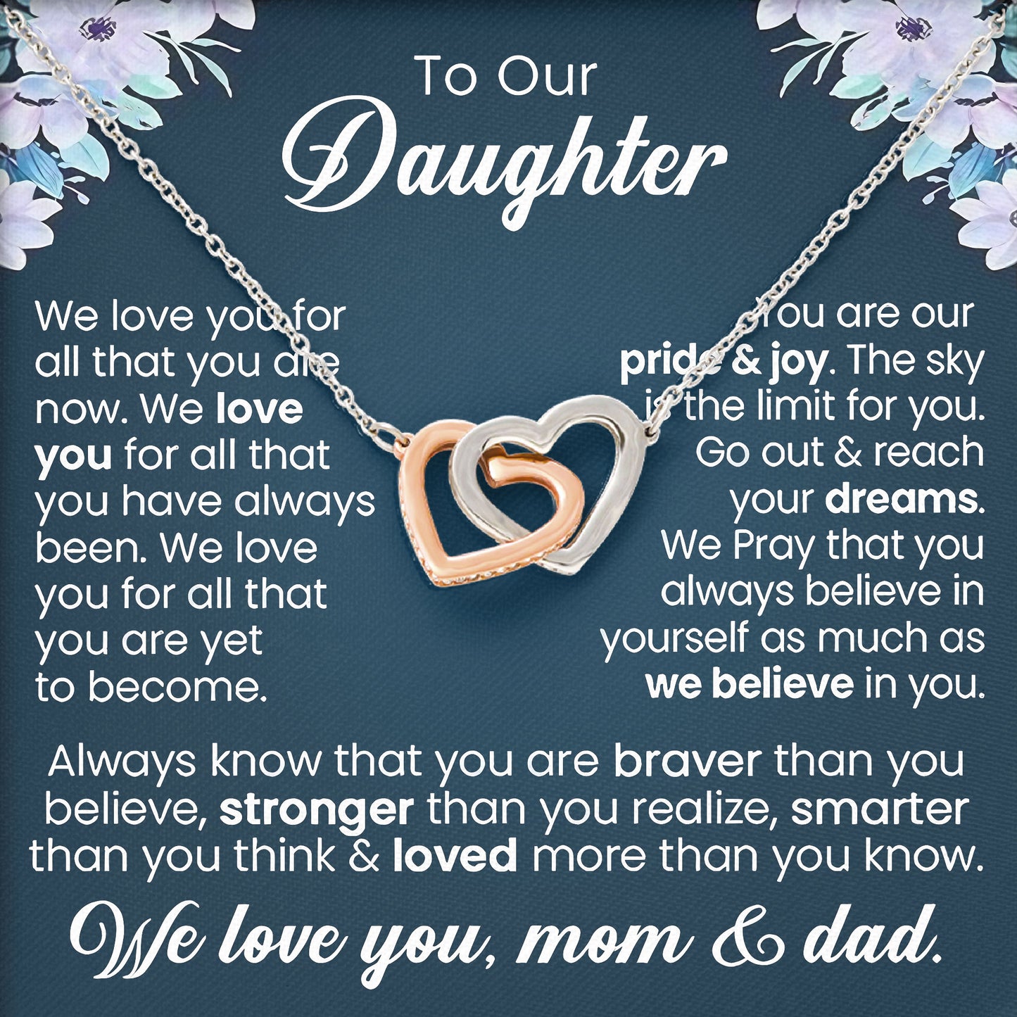 To Our Daughter Necklace Message & Elegant Box, Necklace Gifts For Daughter, Valentines Day, Graduation, Birthday, Wedding, Christmas Gifts From Mom