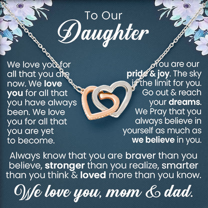 To Our Daughter Necklace Message & Elegant Box, Necklace Gifts For Daughter, Valentines Day, Graduation, Birthday, Wedding, Christmas Gifts From Mom
