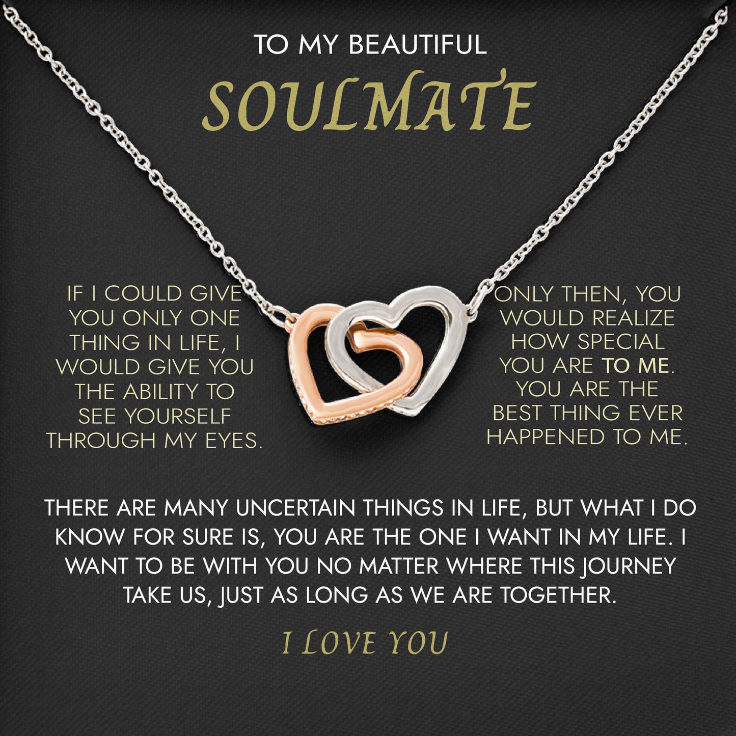 To My Beautiful Soulmate Necklace Romantic Jewelry Gift for Wife from Husband