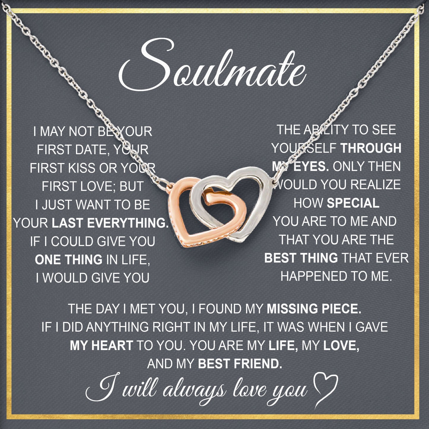 Soulmate Necklace Meaningful Romantic Gift for Girlfriend or Fiancée