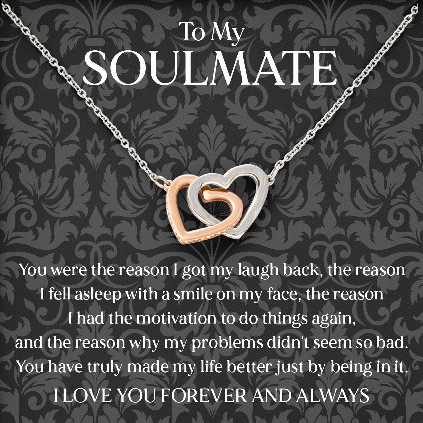 To My Soulmate Necklace Anniversary Romantic Jewelry Gift with Message Card