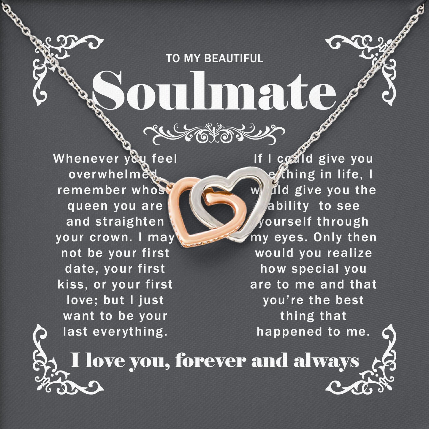 To My Beautiful Soulmate Necklace Meaningful Romantic Gift for Girlfriend, Fiancée