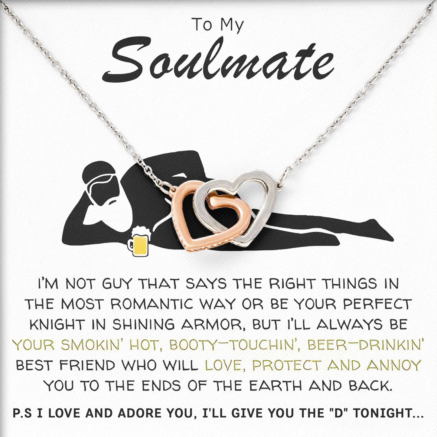 To My Soulmate Love Knot Necklace Birthday Anniversay Valentine's Day Romantic Gift for Her