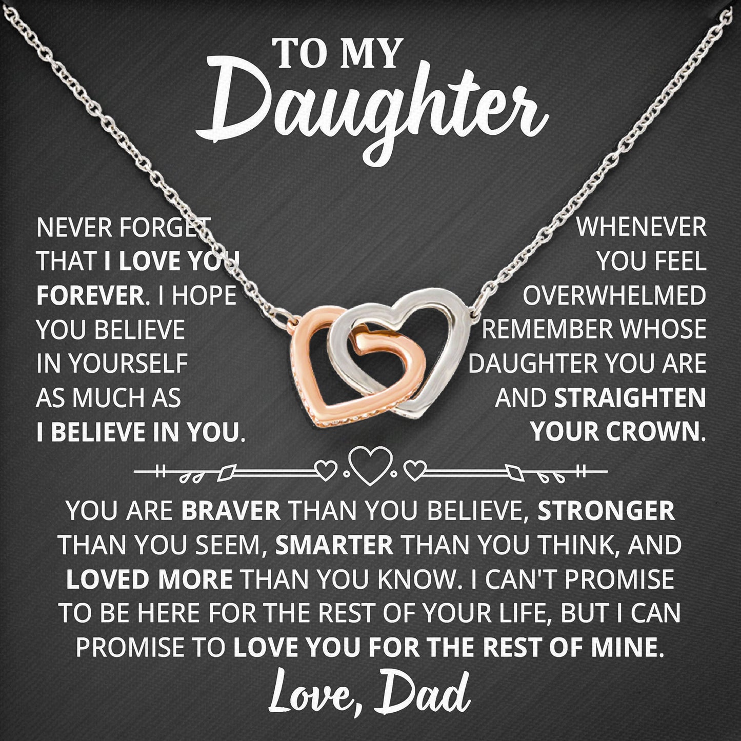 To My Daughter Necklace Romantic Christmas Birthday Valentine Gift