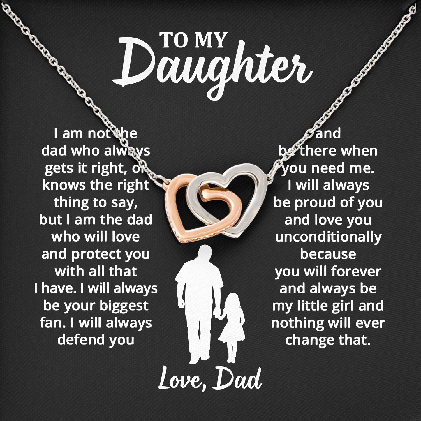 To My Daughter From Dad Necklace 925 Sterling Silver Graduation Gifts Birthday Christmas Message Card＆LED Gift Box