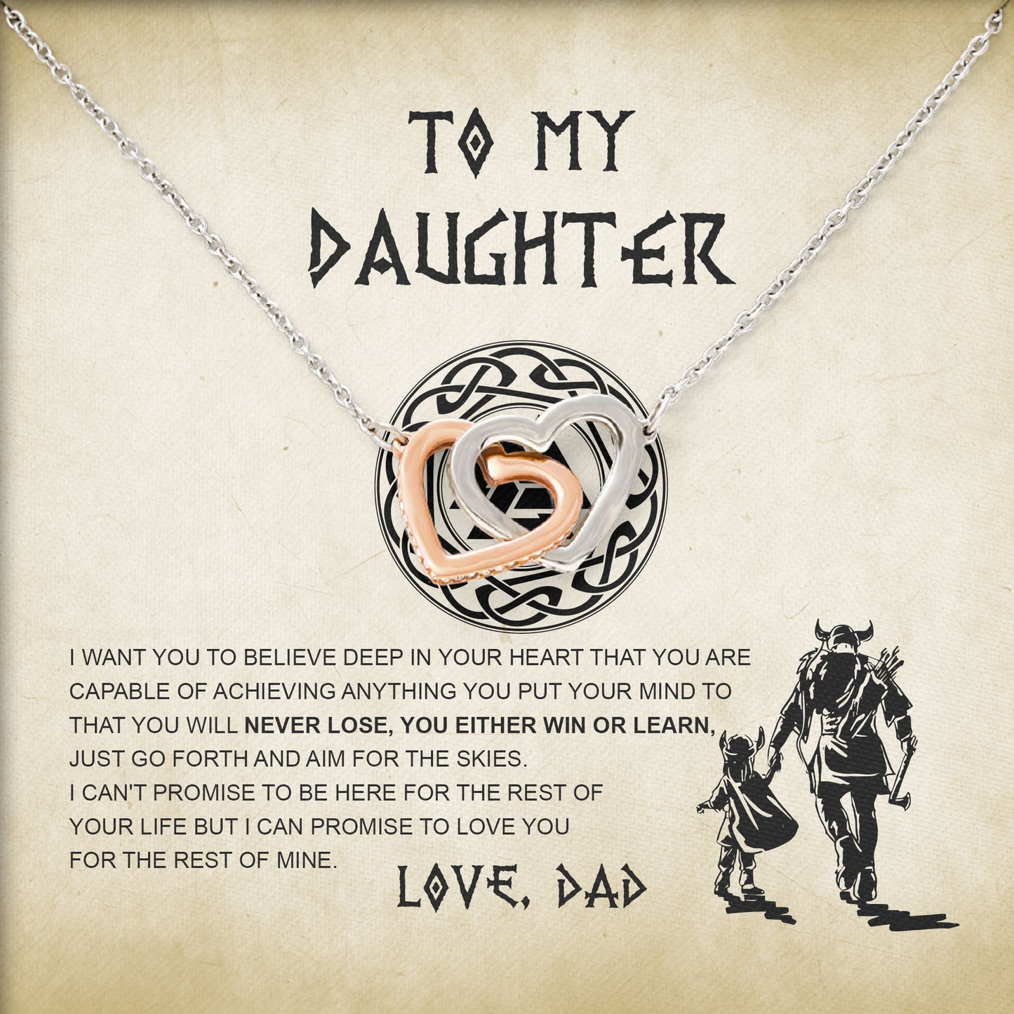 To My Beautiful Daughter From Father Necklace Graduation Gifts Birthday Valentine Message Card＆LED Gift Box