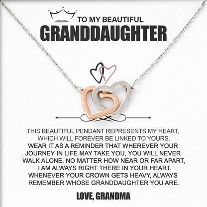 To My Beautiful Grandaughter Necklace Graduation Gifts Birthday Valentine Message Card＆LED Gift Box