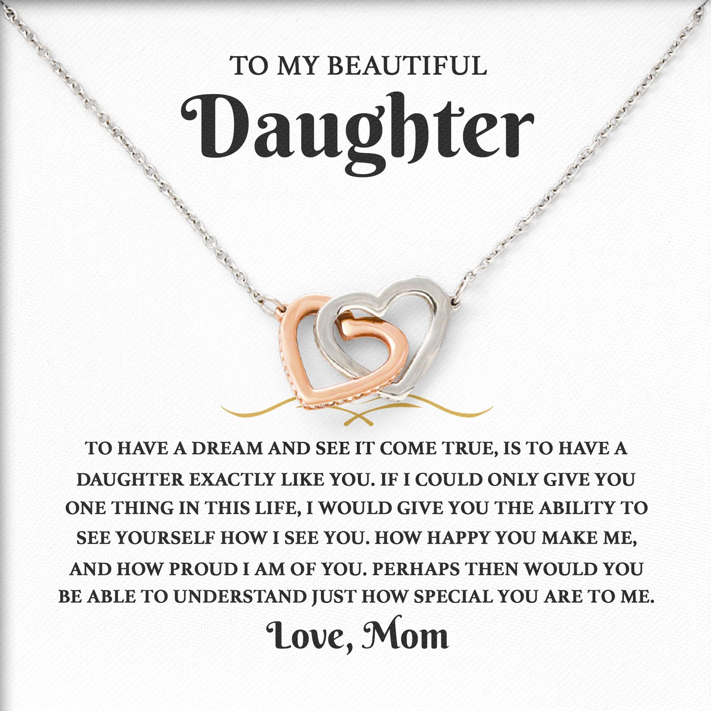To My Beautiful Daughter Necklace Jewelry Boxes with Necklace, Present Box From Dad, Mom