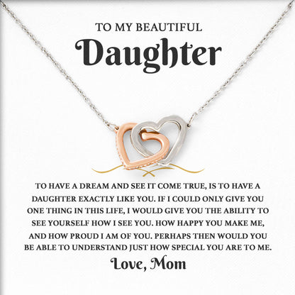 To My Beautiful Daughter Necklace Jewelry Boxes with Necklace, Present Box From Dad, Mom