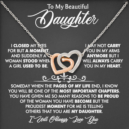 To My Beautiful Daughter Necklace Gift For Birthday Wedding Graduation, Valentine's Day From Dad, Mom