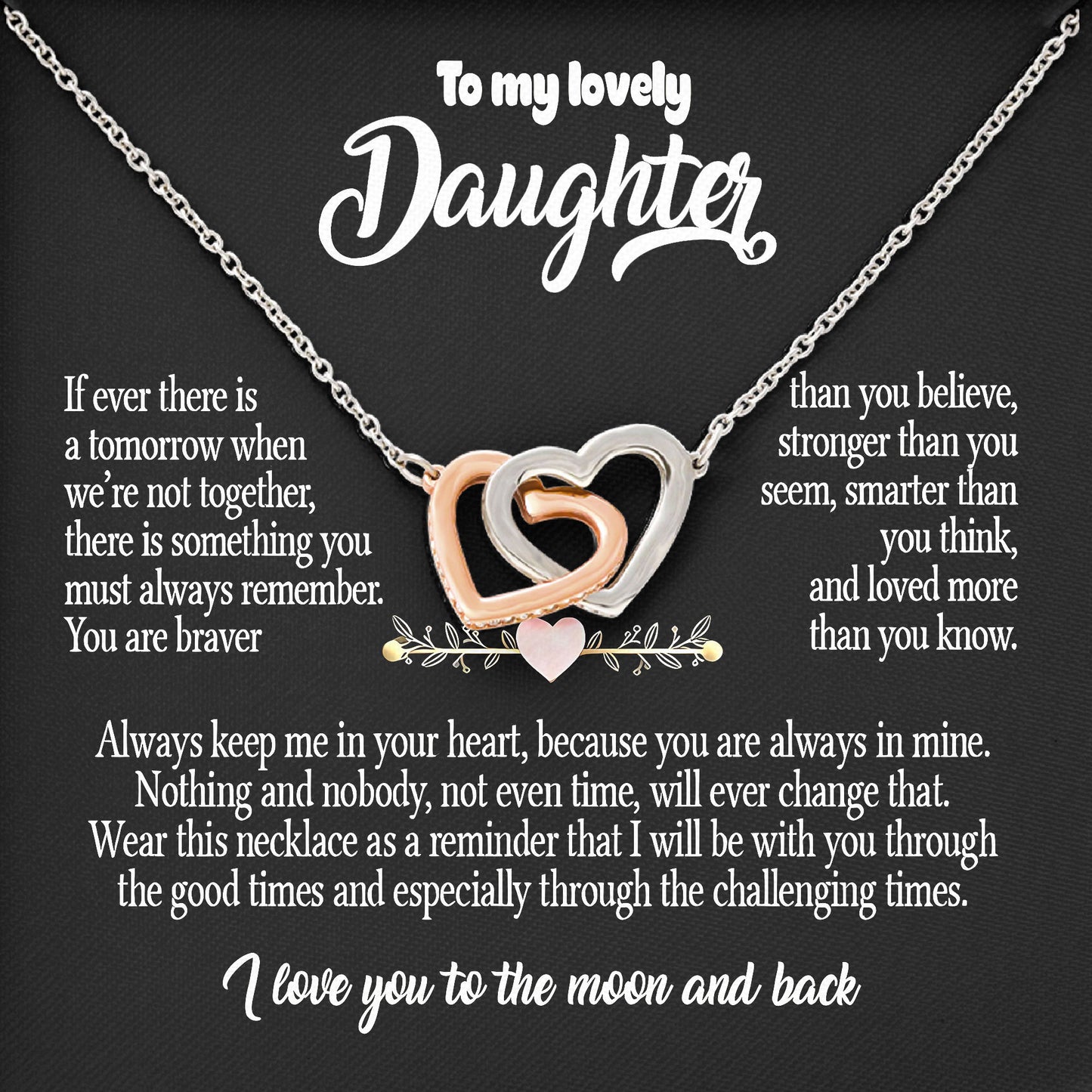 To My Lovely Daughter Necklace Gift For Birthday Wedding Graduation, Valentine's Day From Dad, Mom