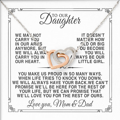 To Our Daughter Necklace Gift For Birthday Wedding Graduation, Valentine's Day From Dad, Mom