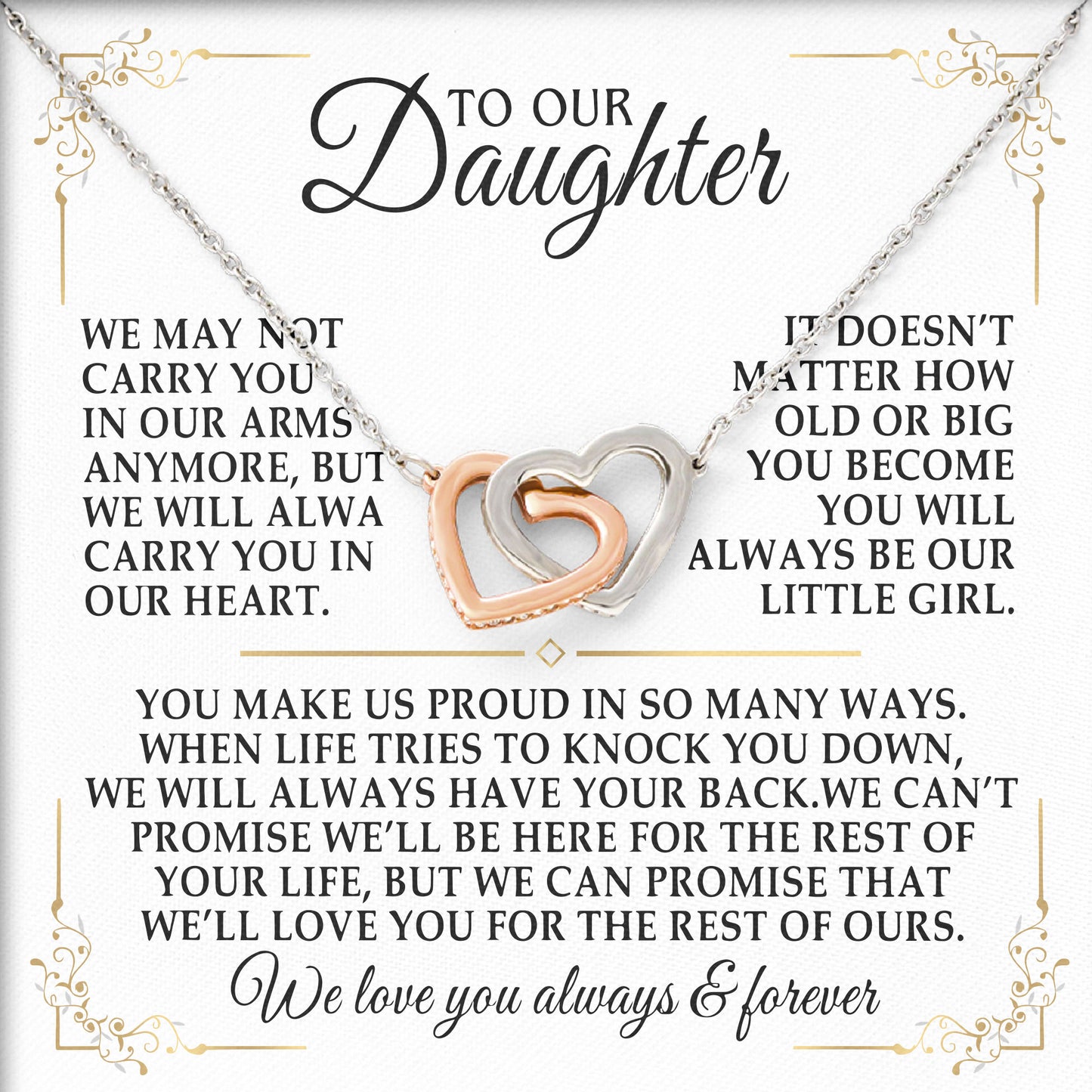 To Our Daughter Necklace From Dad, Mom, Gifts For Daughter Romantic, Birthday, Valentine Gift