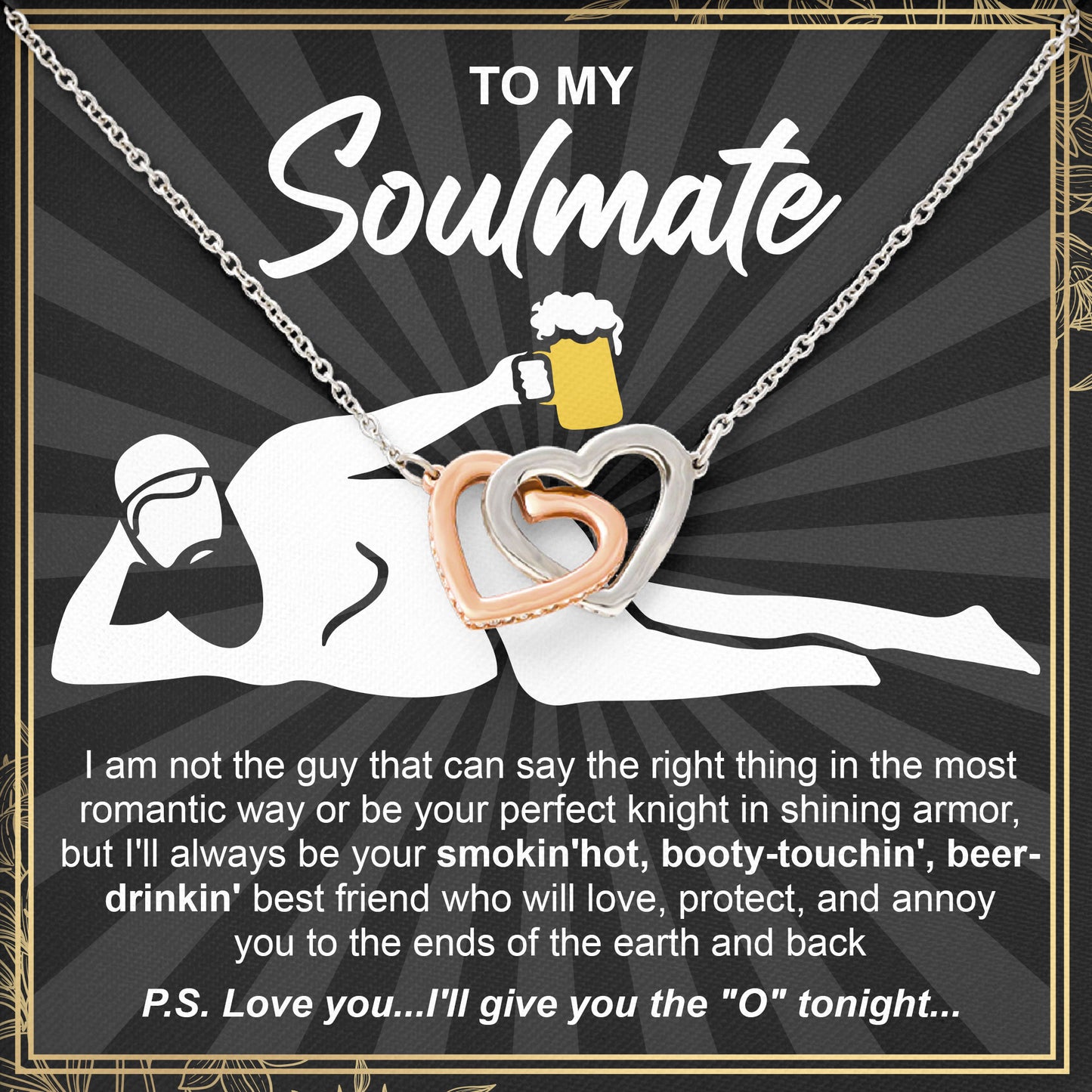 To My Soulmate Necklace Gift Valentine Anniversary Jewelry with Sentimental Card