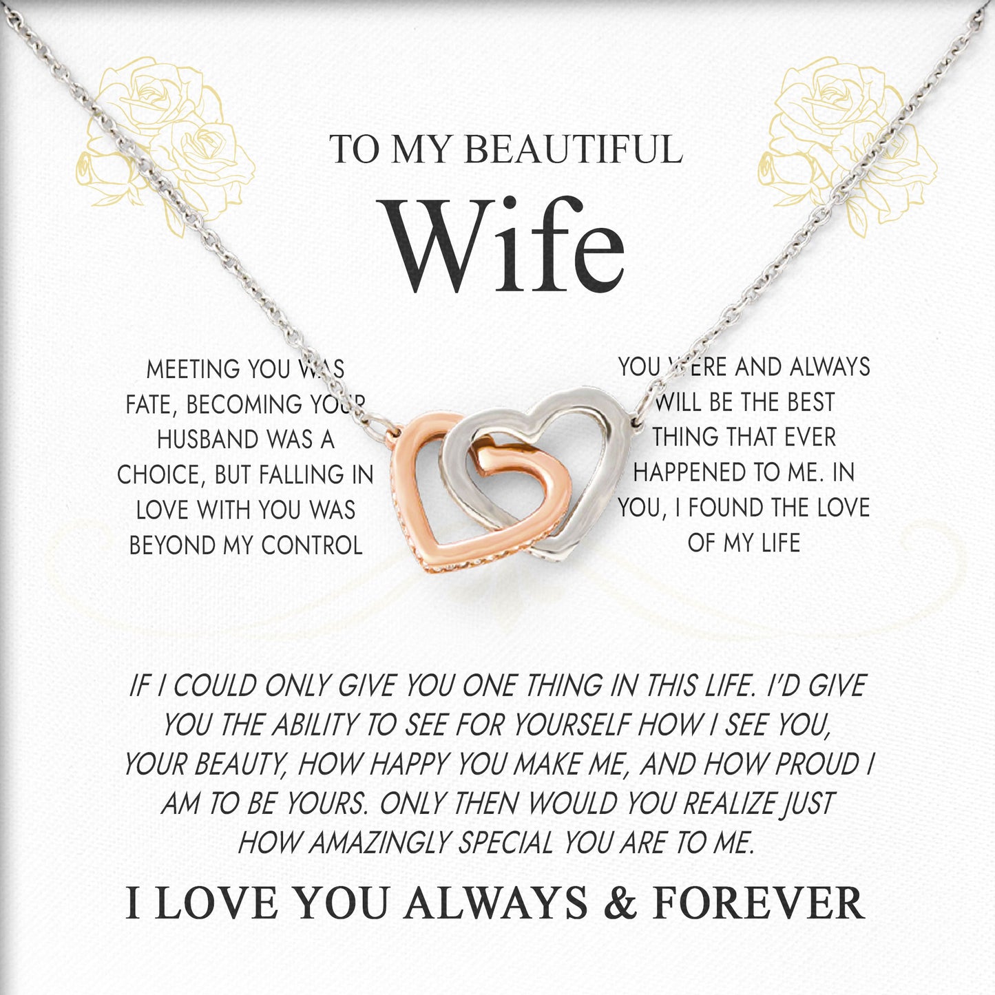 To My Beautiful Wife Birthday Necklace Gift for Her